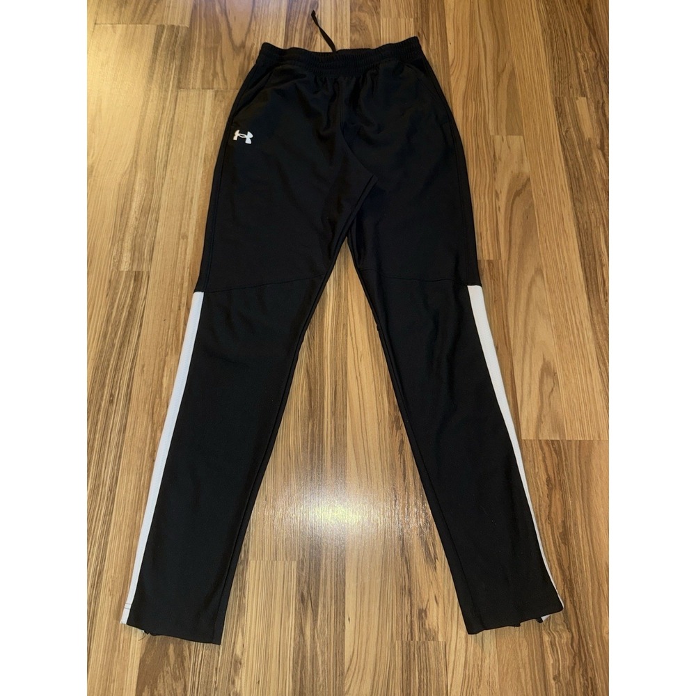 Under Armour Men's Sz S Small UA Twister Pants Black White Side Zipper